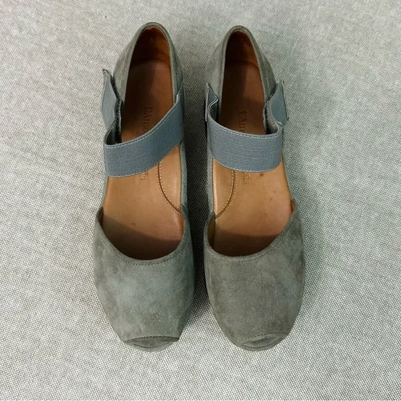 L'Amour Des Pieds Amadour Platform Sandal Gray Suede Size 9.5W Wide